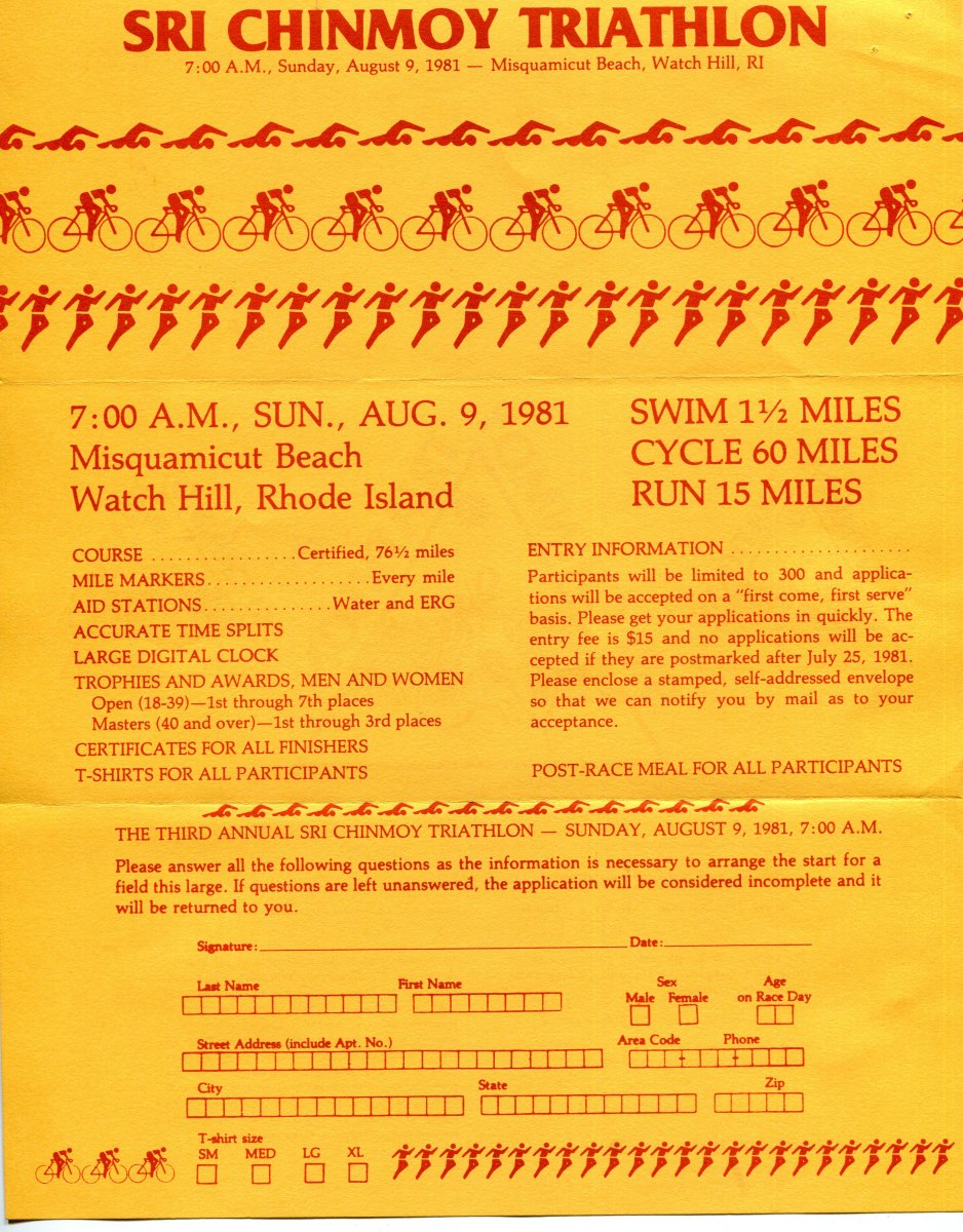 Third Annual Sri Chinmoy Triathlon, August 9